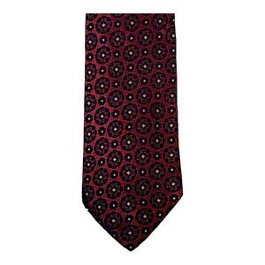 Club Room Men's Neck Tie Maroon Paisley 100% Silk Luxury Designer Italy